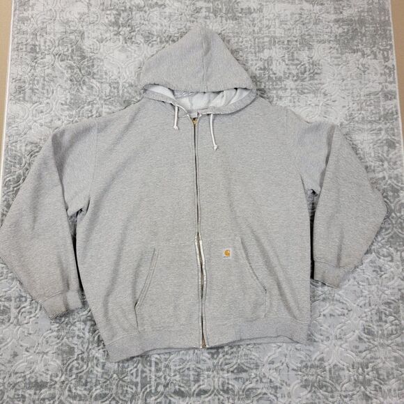 Vintage Carhartt Hoodie Adult 2XL XXL Gray Full Zip Sweatshirt Thrashed Mens - Picture 1 of 11